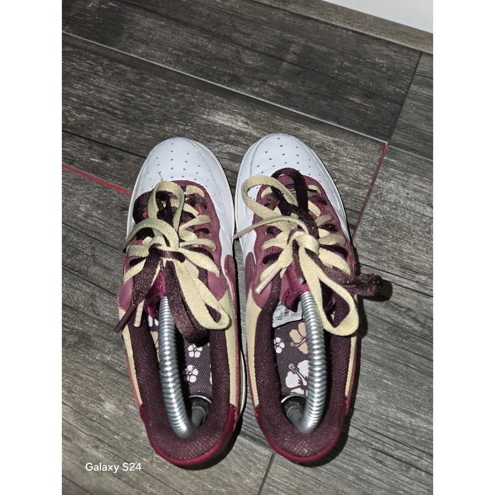 Nike Air Force 1 '82 Hawaii Flower Women's Size 6.5 Gold Maroon Shoes Sneakers - Picture 6 of 10